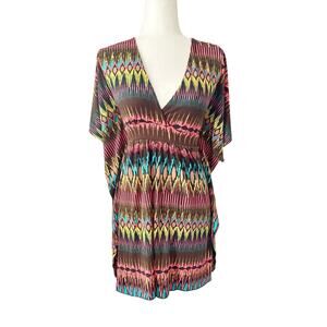 Veronica M. Womens BOHO Flutter Sleeve Multicolored Mini Dress XS